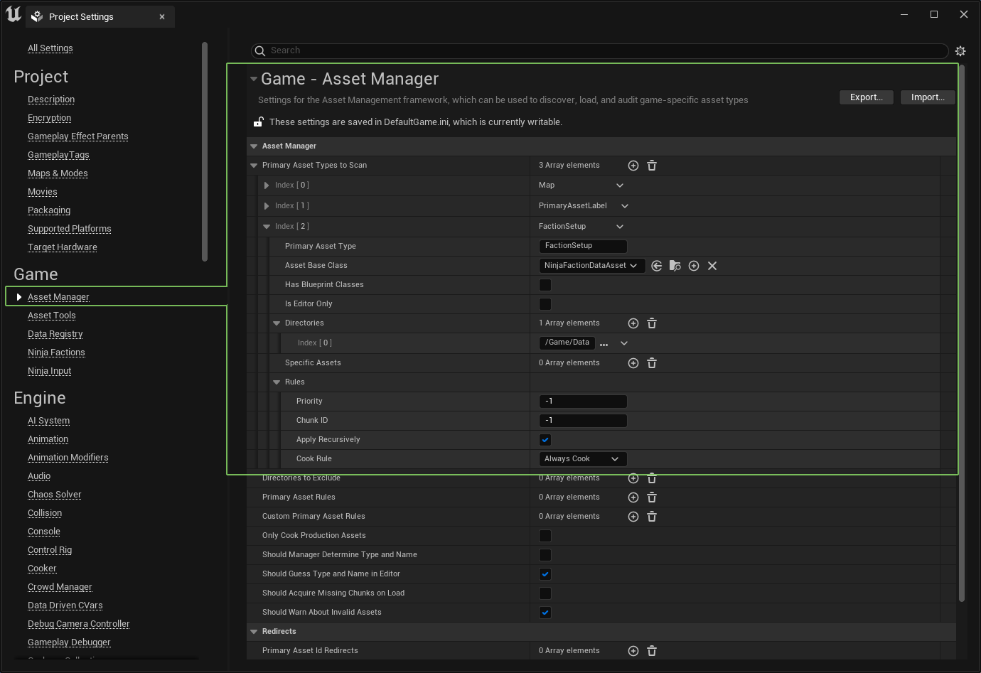 Asset Manager Settings